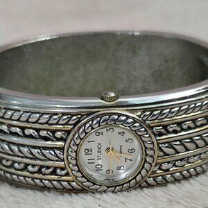 Silver Tone Heavy Bangle Watch by Studio